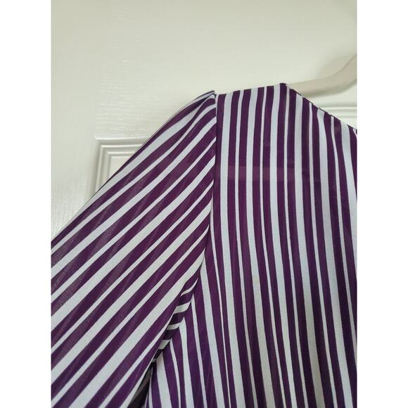 Vintage 70s Twin Girl of Hollywood Striped Cheetah Fun Purple Midi Dress, Medium - Picture 14 of 16